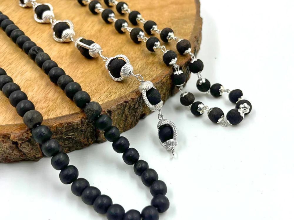 Original Karungali Malai 108-Beads + Silver Cap Karungali Bracelet and Silver Cap Karungali Malai 54 Beads with Govt. Certification
