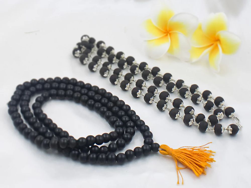 Original Karungali Malai 108-Beads & Karungali Malai Silver cap Combo with Govt. Certification