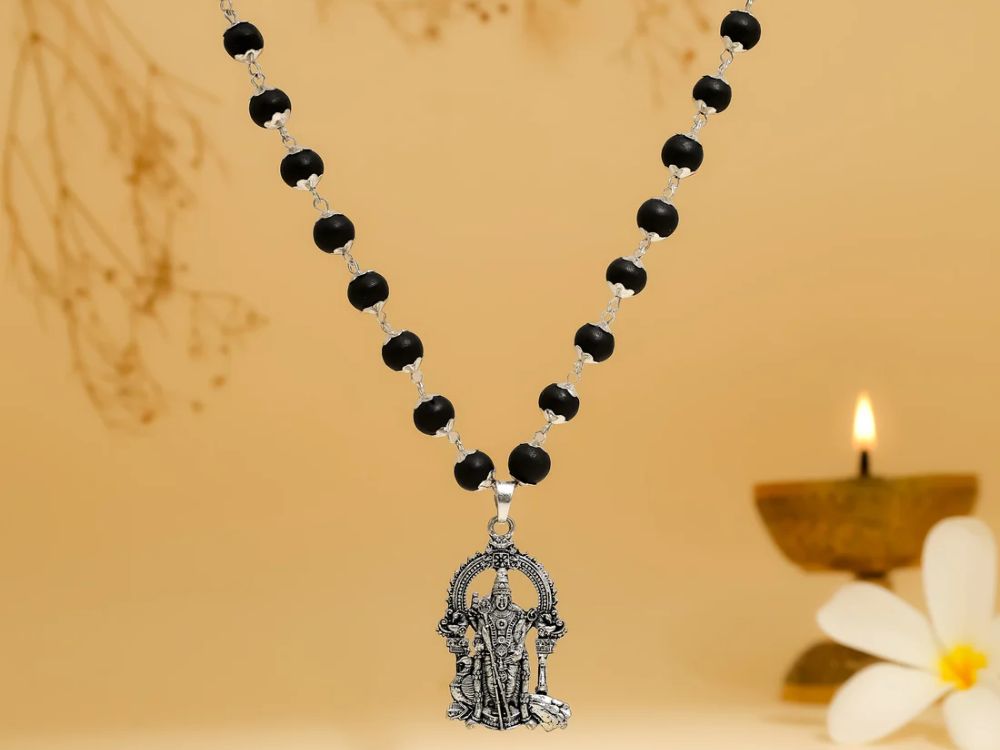 Silver Capped Lord Murugan Pendant