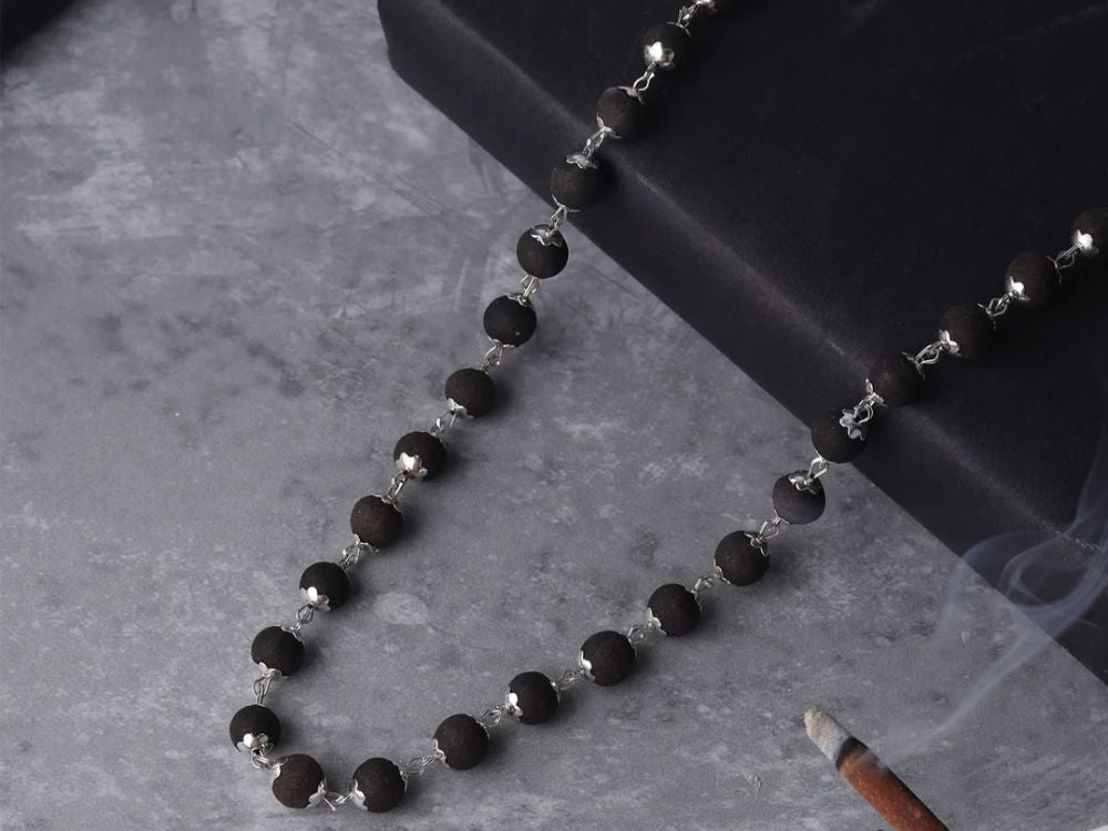 Karungali Malai Silver Cap Necklace with Govt. Certified